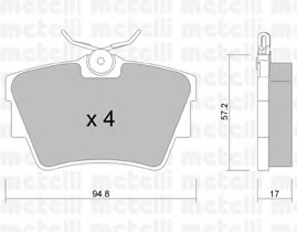 22-0635-0 METELLI Комплект тормозных колодок, дисковый тормоз