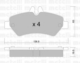 22-0672-0 METELLI Комплект тормозных колодок, дисковый тормоз