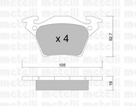 22-0574-0 METELLI Комплект тормозных колодок, дисковый тормоз