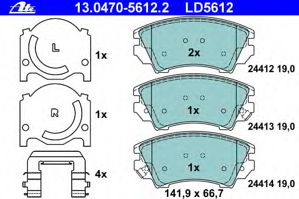 13.0470-5612.2 ATE Комплект тормозных колодок, дисковый тормоз