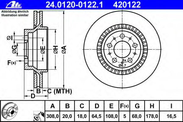 24.0120-0122.1 ATE Тормозной диск