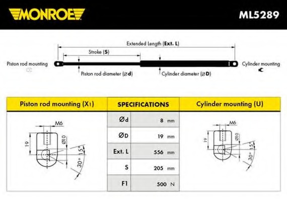 Купить ML5289 MONROE Газовая пружина, крышка багажник в интернет-магазине Ravta – самая низкая цена