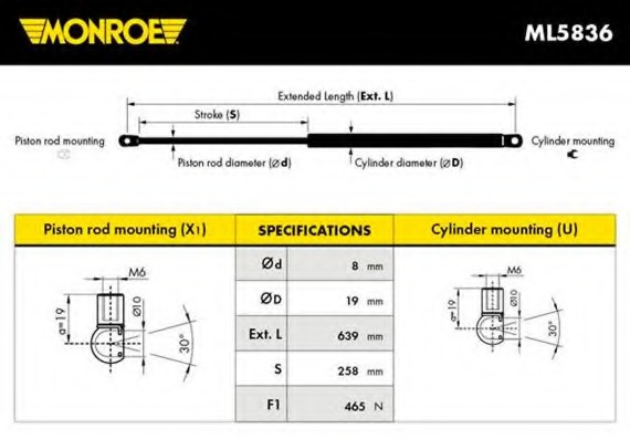 Купить ML5836 Monroe Газовая пружина, крышка багажник в интернет-магазине Ravta – самая низкая цена