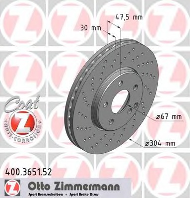 400.3651.52 ZIMMERMANN Тормозной диск