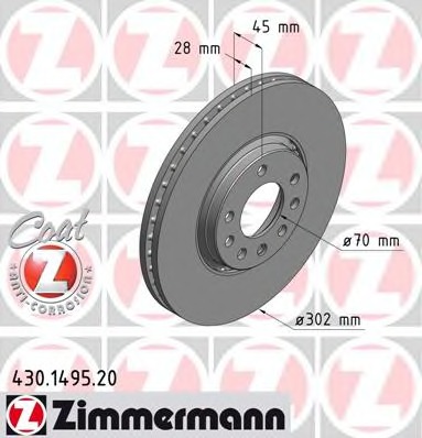 Купить 430.1495.20 ZIMMERMANN Тормозной диск в интернет-магазине Ravta – самая низкая цена