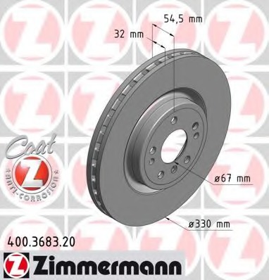 Купить 400.3683.20 ZIMMERMANN Тормозной диск в интернет-магазине Ravta – самая низкая цена