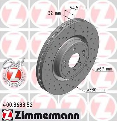 Купить 400.3683.52 ZIMMERMANN Тормозной диск в интернет-магазине Ravta – самая низкая цена