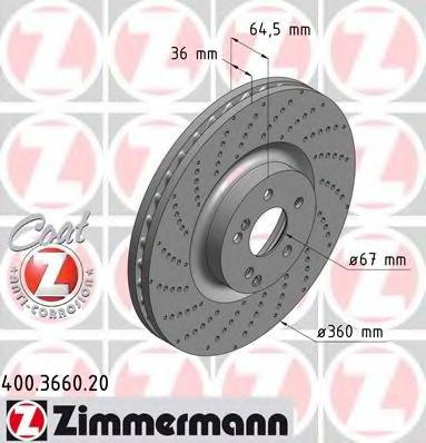 400.3660.20 ZIMMERMANN Тормозной диск