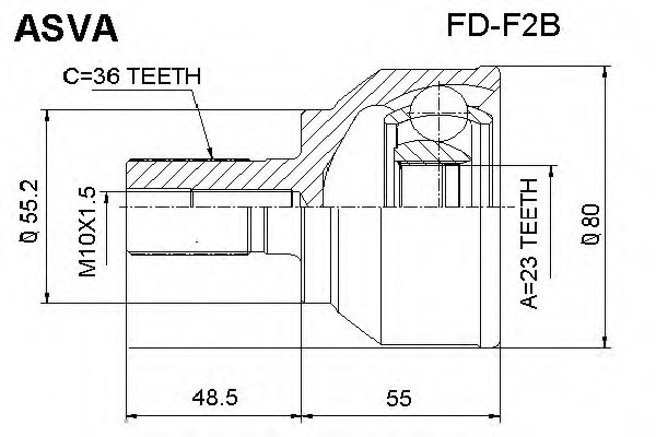 fd-f2b ASVA Шарнирный комплект, приводной вал
