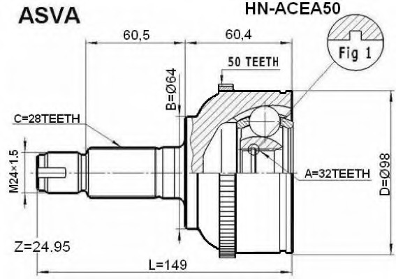 Купить hn-acea50 ASVA Шарнирный комплект, приводной вал в интернет-магазине Ravta – самая низкая цена