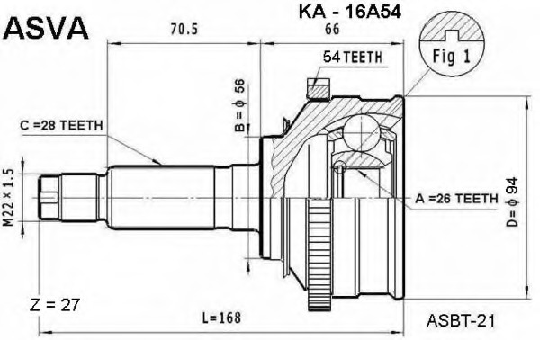 Купить ka-16a54 ASVA Шарнирный комплект, приводной вал в интернет-магазине Ravta – самая низкая цена