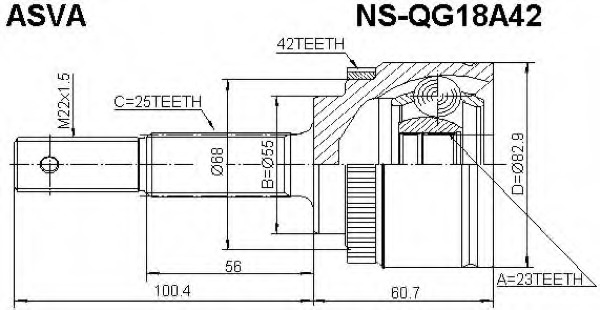 ns-qg18a42 ASVA Шарнирный комплект, приводной вал