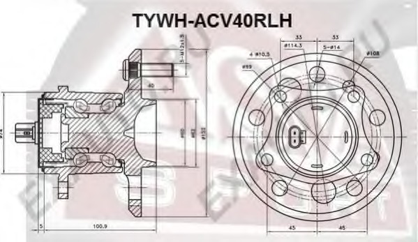 tywh-acv40rlh ASVA Ступица колеса