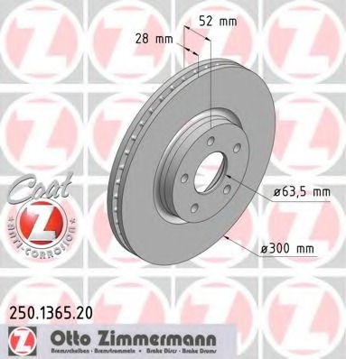 Купить 250.1365.20 ZIMMERMANN Тормозной диск в интернет-магазине Ravta – самая низкая цена