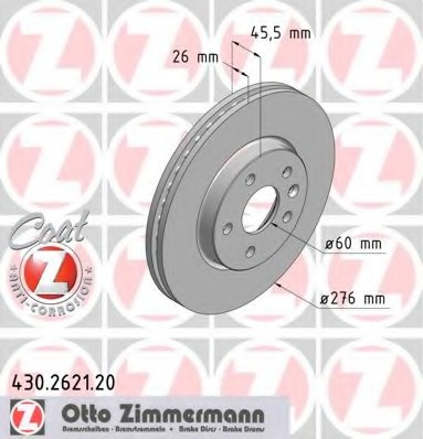 Купить 430.2621.20 ZIMMERMANN Тормозной диск в интернет-магазине Ravta – самая низкая цена