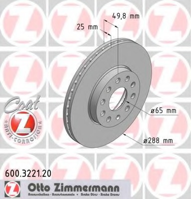 Купить 600.3221.20 ZIMMERMANN Тормозной диск в интернет-магазине Ravta – самая низкая цена
