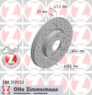 Купить 280.3171.52 ZIMMERMANN Тормозной диск в интернет-магазине Ravta – самая низкая цена
