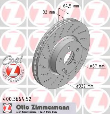 400.3664.52 ZIMMERMANN Тормозной диск