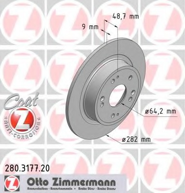 Купить 280.3177.20 ZIMMERMANN Тормозной диск в интернет-магазине Ravta – самая низкая цена