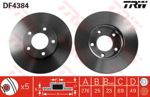 Купить DF4384 TRW Тормозной диск в интернет-магазине Ravta – самая низкая цена