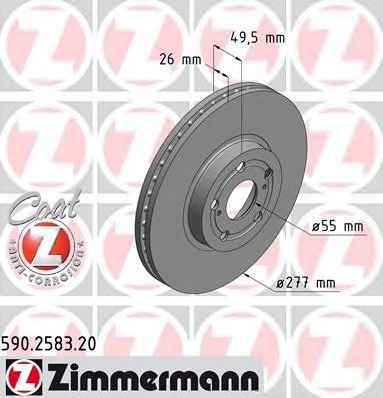 Купить 590.2583.20 ZIMMERMANN Тормозной диск в интернет-магазине Ravta – самая низкая цена