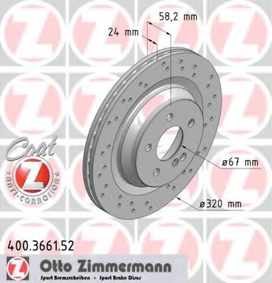 400.3661.52 ZIMMERMANN Тормозной диск