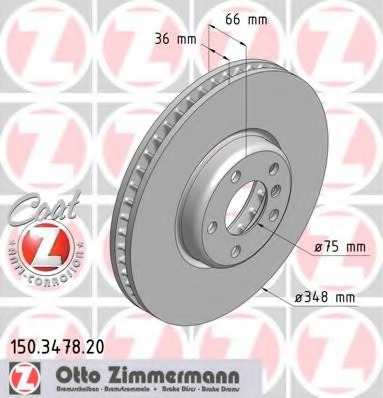 Купить 150.3478.20 ZIMMERMANN Тормозной диск в интернет-магазине Ravta – самая низкая цена