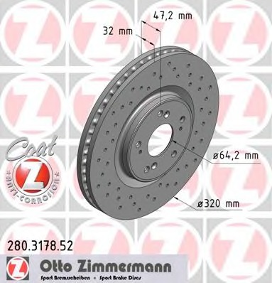 Купить 280.3178.52 ZIMMERMANN Тормозной диск в интернет-магазине Ravta – самая низкая цена