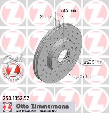 250.1352.52 ZIMMERMANN Тормозной диск