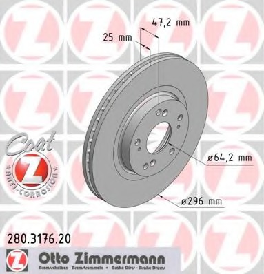 280.3176.20 ZIMMERMANN Тормозной диск