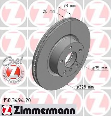 Купить 150.3494.20 ZIMMERMANN Тормозной диск в интернет-магазине Ravta – самая низкая цена