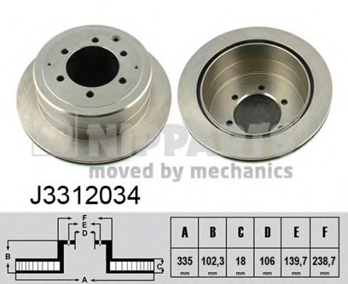 J3312034 Nipparts Тормозной диск