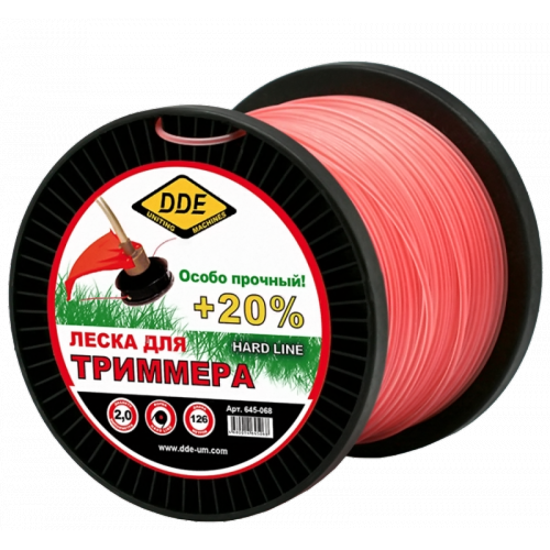 Купить Корд триммерный на катушке DDE "Hard line" (круг армированный) 2,0 мм х 126 м, серый/красный в интернет-магазине Ravta – самая низкая цена