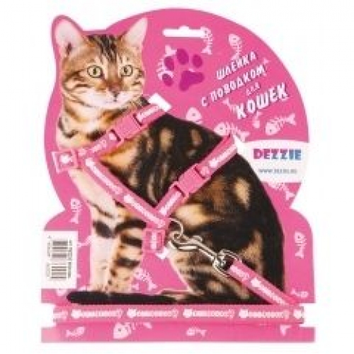 Купить Комплект DEZZIE для кошек шлейка 1*22-42см + поводок 1*120см, красный, арт. 5609536 в интернет-магазине Ravta – самая низкая цена