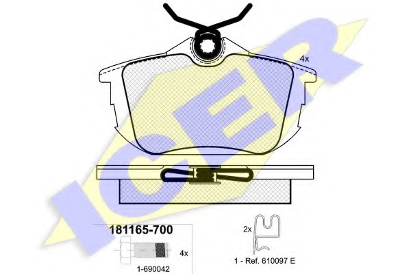 181165-700 ICER Комплект тормозных колодок, дисковый тормоз