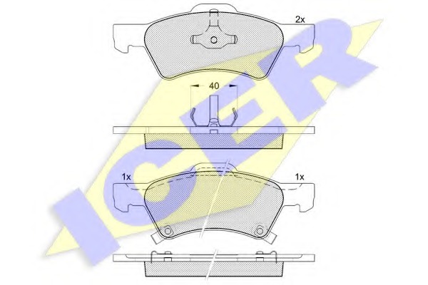 181544 ICER Комплект тормозных колодок, дисковый тормоз