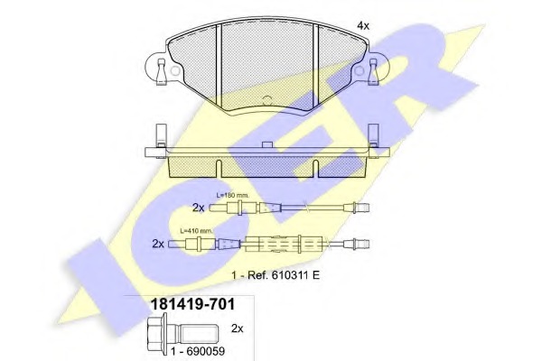 181419-701 ICER Комплект тормозных колодок, дисковый тормоз
