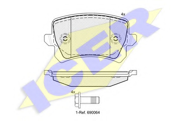 181857 ICER Комплект тормозных колодок, дисковый тормоз