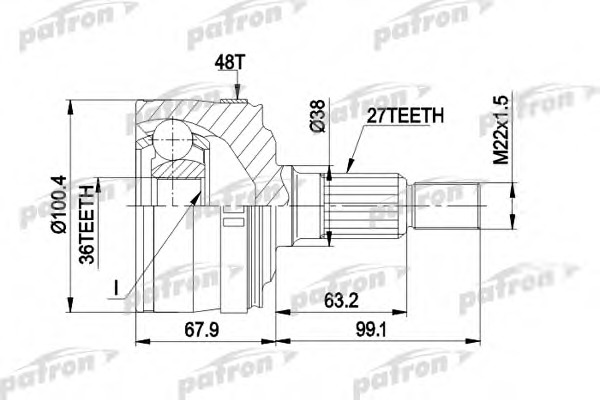 pcv1373 PATRON Шарнирный комплект, приводной вал