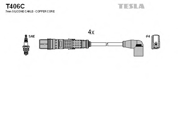 t406c TESLA Комплект проводов зажигания