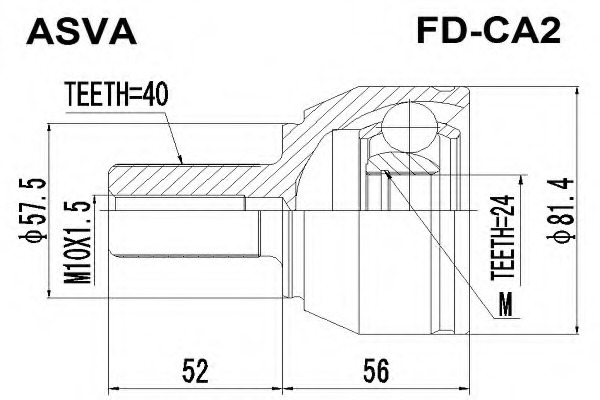 fd-ca2 ASVA Шарнирный комплект, приводной вал